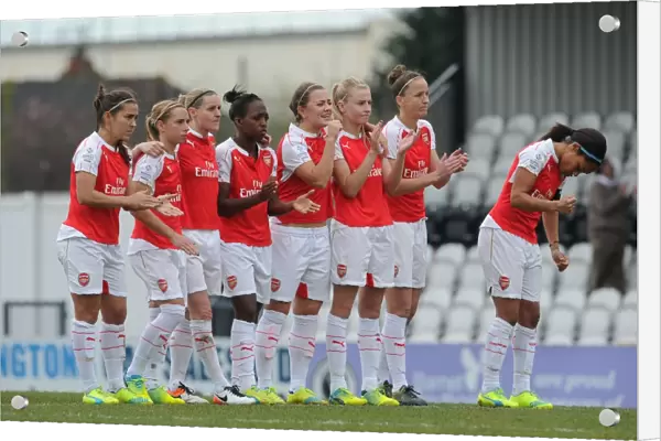 Arsenal Ladies line up to watch the penaltys. Arsenal Ladies 2: 2 Notts County Ladies