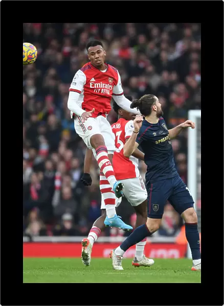 Gabriel Soars Over Rodriguez: Intense Aerial Battle in Arsenal vs. Burnley Premier League Clash