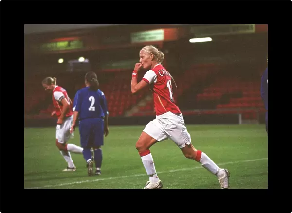 Katie Chapman celebrates scoring Arsenals 2nd goal