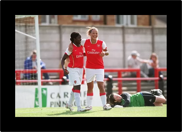 Anita Asante celebrates scoring for Arsenal with Lianne Sanderson