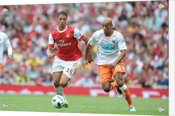 Arsenal's Chamakh Scores Hat-trick in 6-0 Victory over Blackpool's Baptiste