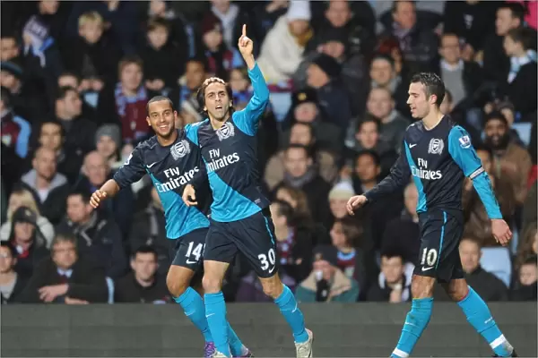 Benayoun and Walcott Celebrate Arsenal's Winning Goals Against Aston Villa (2011-12)