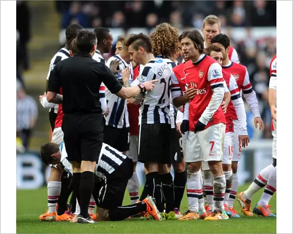 Tomas Rosicky (Arsenal) chats to referee Lee Probert. Newcastle United 0: 1 Arsenal