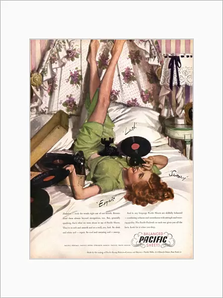 Balanced Pacific Sheets 1940s USA fabrics records record players cotton sheets clothing