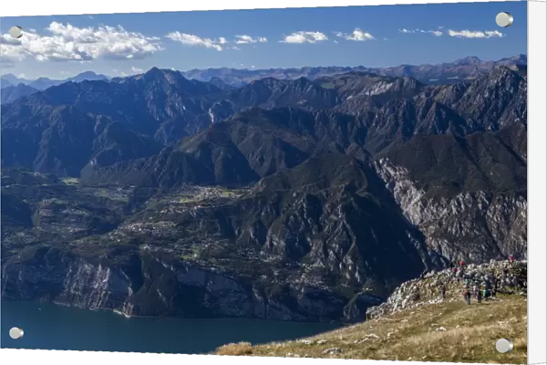 Lake Garda and the Dolomite mountains from the summit of Monte Baldo