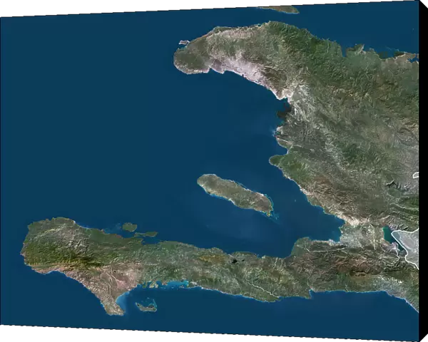 Haiti with borders and mask
