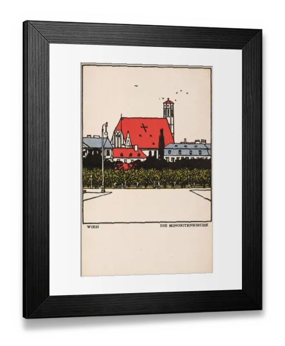 Framed Print : Print of Minorite Church in Vienna, color lithography on paperboard Framed Print : Print of Minorite Church in Vienna, color lithography on paperboard