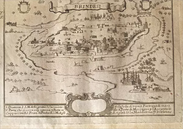 Map of Brindisi, Engraving