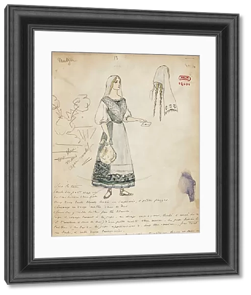 France, Paris, Sketch of costume for Michaela for Carmen by Georges Bizet