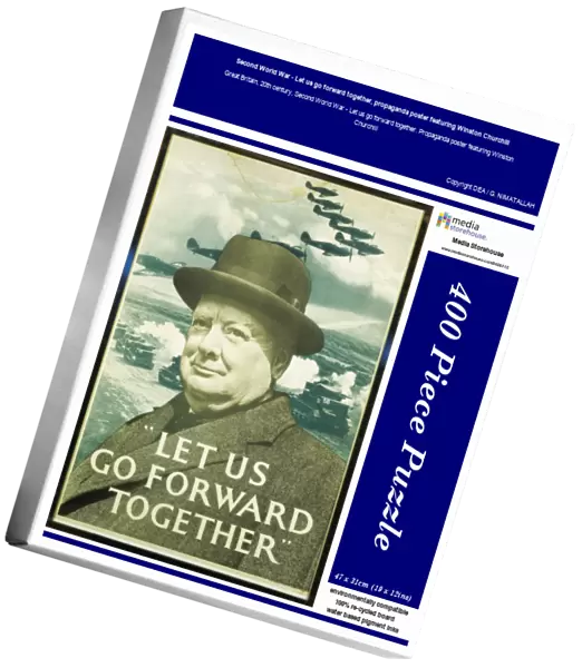 Second World War - Let us go forward together, propaganda poster featuring Winston Churchill
