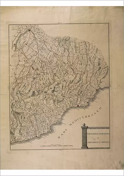 Map of the Province of Mondovi and Principality of Oneglia. Copper engraving, before 1814