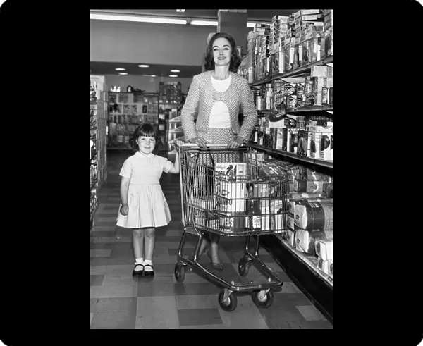 Mother and daughter in supermarket