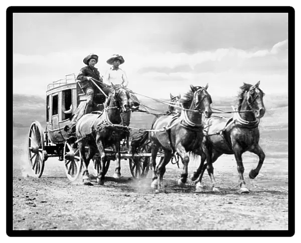 Two men driving a stagecoach