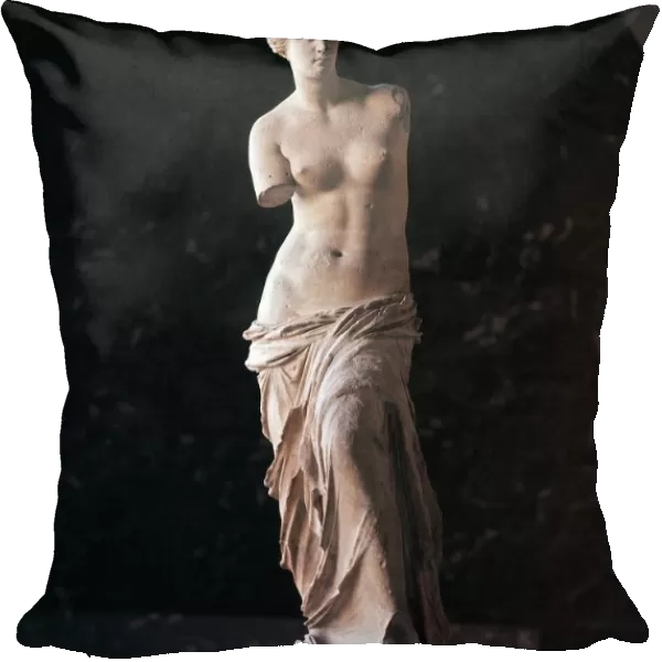 Marble statue of Aphrodite of Milos known as Venus de Milo. From Island of Milos, Cyclades, Greece, Greek civilization, circa 100 B. C