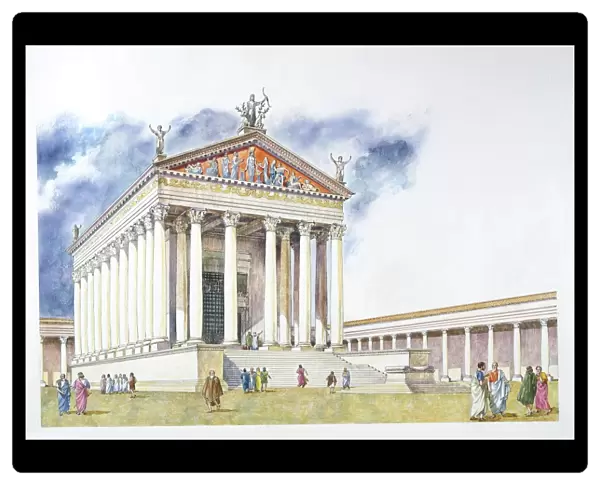 Jordan, Jerash (Gerasa), reconstruction of Artemide temple, illustration
