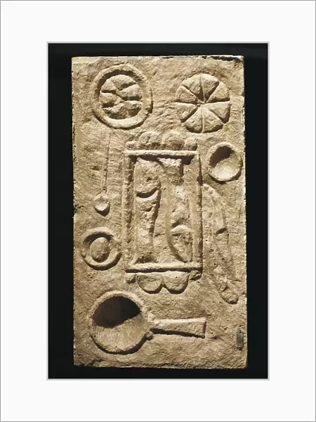 Roman civilization, relief portraying food laid out on table, from Timgad, Algeria