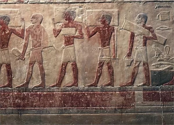 Egypt, Saqqara (Ancient Memphis), Mastaba of Ti, Detail from relief portraying farm work