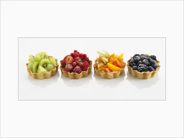 Small fruit tarts in baked pastry shells