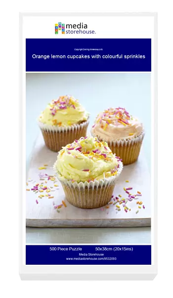 Orange lemon cupcakes with colourful sprinkles