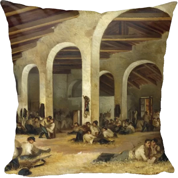 Barracks at Modena, by Ferdinando Buonamici, oil on canvas, 1859