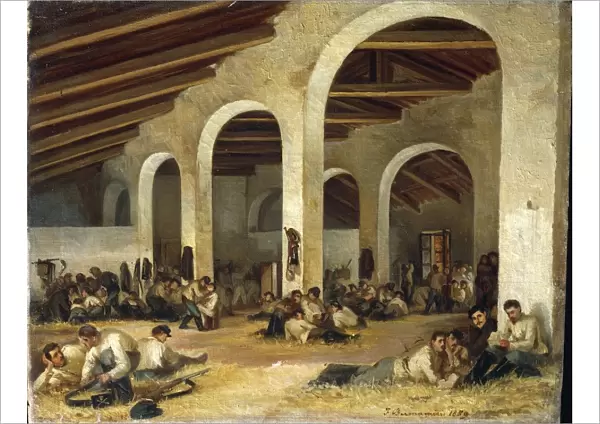 Barracks at Modena, by Ferdinando Buonamici, oil on canvas, 1859