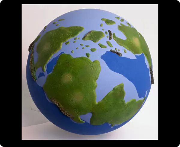 Model of the earth during the Jurassic period before the continents had taken the