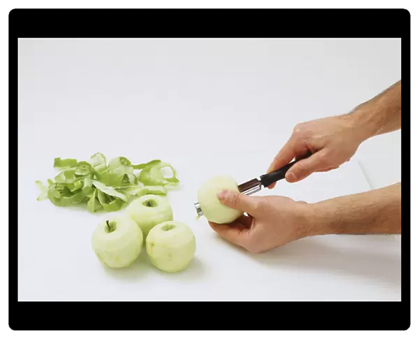 Person coring apples