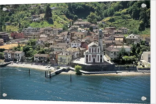 Switzerland, Ticino, Lake Maggiore, Vira, aerial view