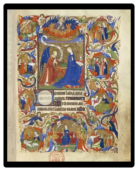 France, The annunciation, miniature from the manuscript Breviary 469 (folio 13), 1410-15