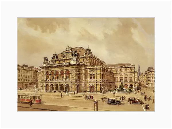 Austria, Vienna, View of the Wiener Staatsoper (Vienna State Opera), color print, 1925