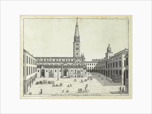 Italy, Modena, Duomo (Cathedral) and Grande Square, with Palazzo Comunale on right