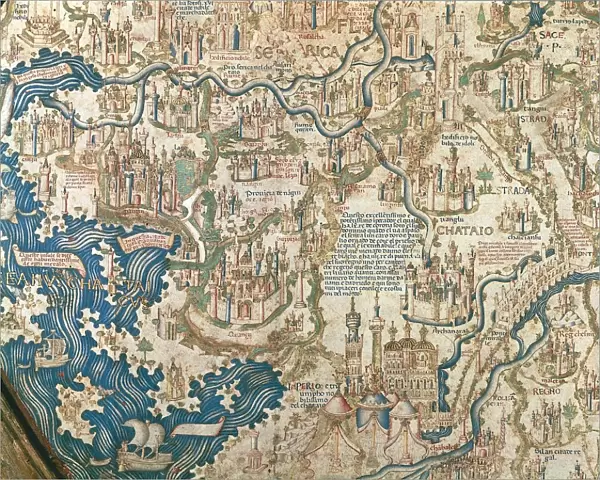 Map of China, from World map by Camaldolese monk Fra Mauro, 1449
