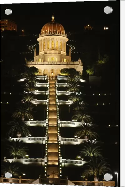 Haifa Baha i temple at night