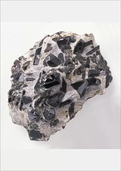 Staurolite crystals in mica schist groundmass, close-up