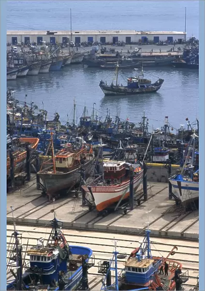 Morocco, Agadir, view of the port with fishing boats and trawlers
