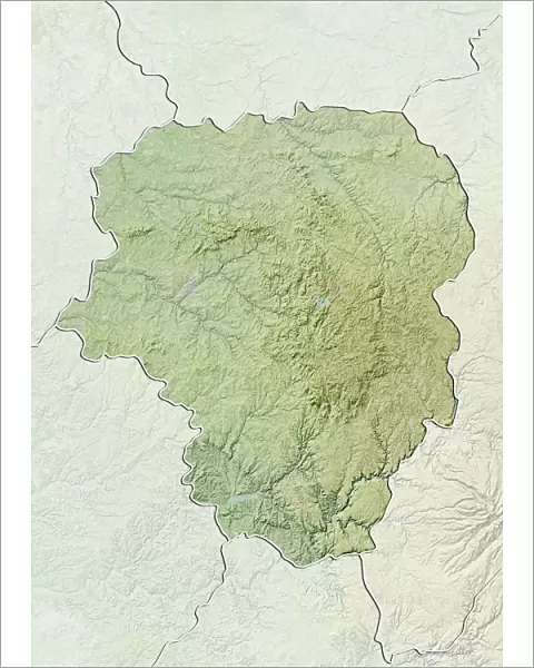 Region of Limousin, France, Relief Map