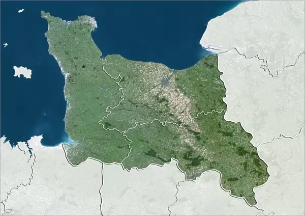 Region of Lower Normandy, France, True Colour Satellite Image