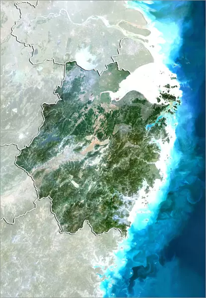 Province of Zhejiang, China, True Colour Satellite Image
