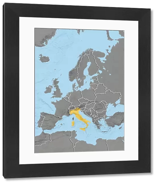 Europe, Relief Map With Country Borders
