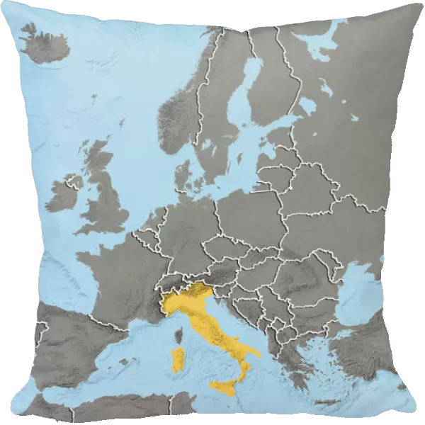 Europe, Relief Map With Country Borders