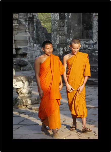 Monks at the Bayon temple, Angkor thom complex