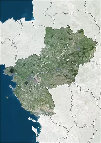 Departement of Loire-Atlantique, France, True Colour Satellite Image