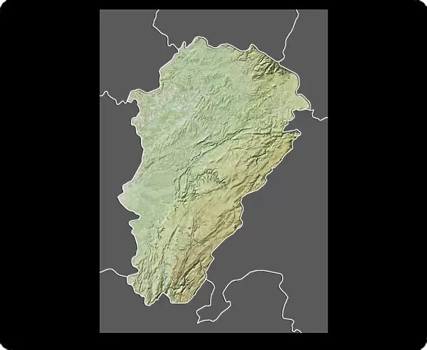 Region of Franche-Comte, France, Relief Map