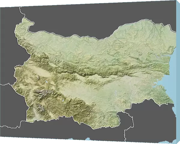Bulgaria, Relief Map With Border and Mask