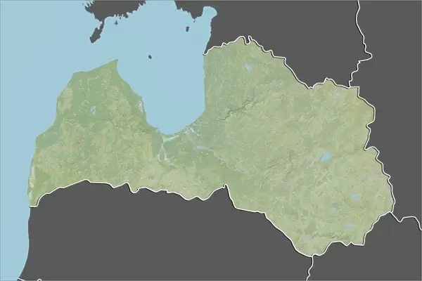 Latvia, Relief Map With Border and Mask