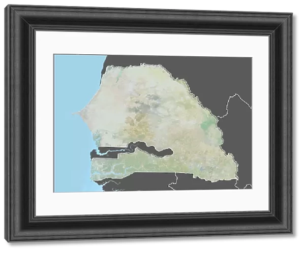 Senegal, Relief Map With Border and Mask