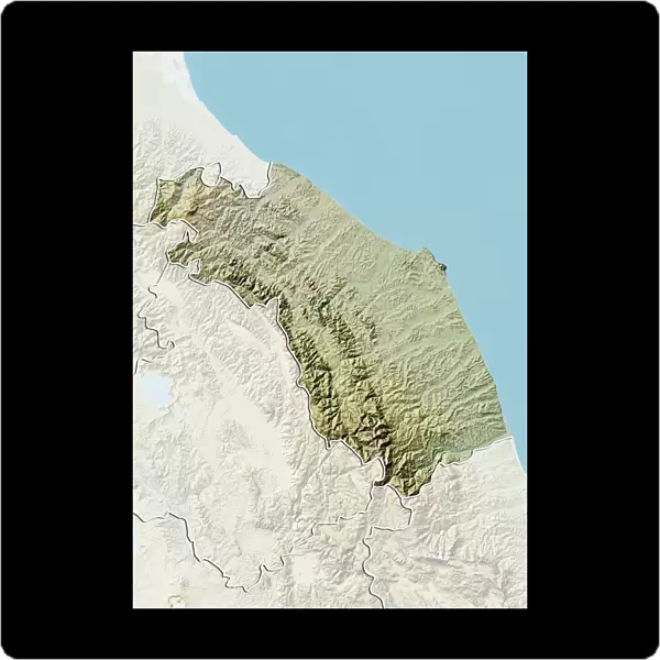 Region of Marche, Italy, Relief Map