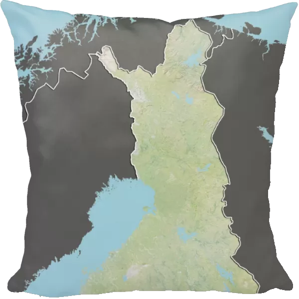 Finland, Relief Map With Border and Mask