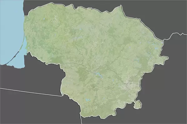 Lithuania, Relief Map With Border and Mask