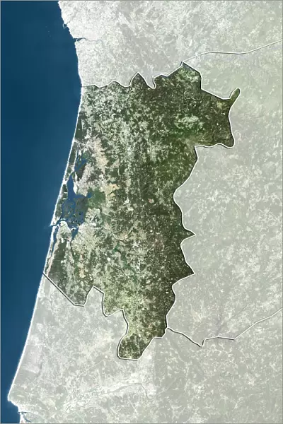 District of Aveiro, Portugal, True Colour Satellite Image